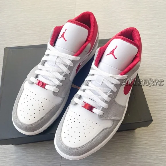 Air Jordan 1 Low Men’s Smoke Grey Red - Picture 2 of 5